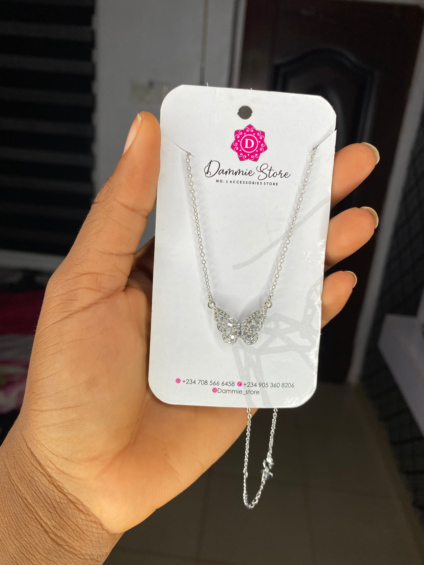Rhinestone Butterfly Necklace