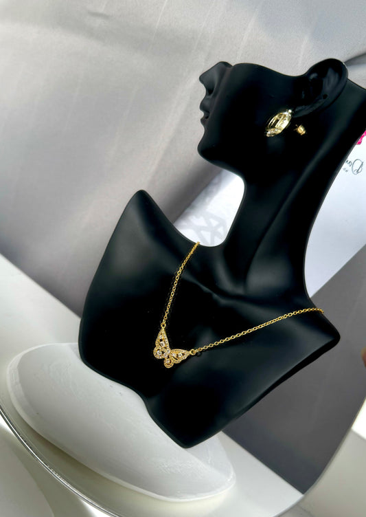 Rhinestone Butterfly Necklace