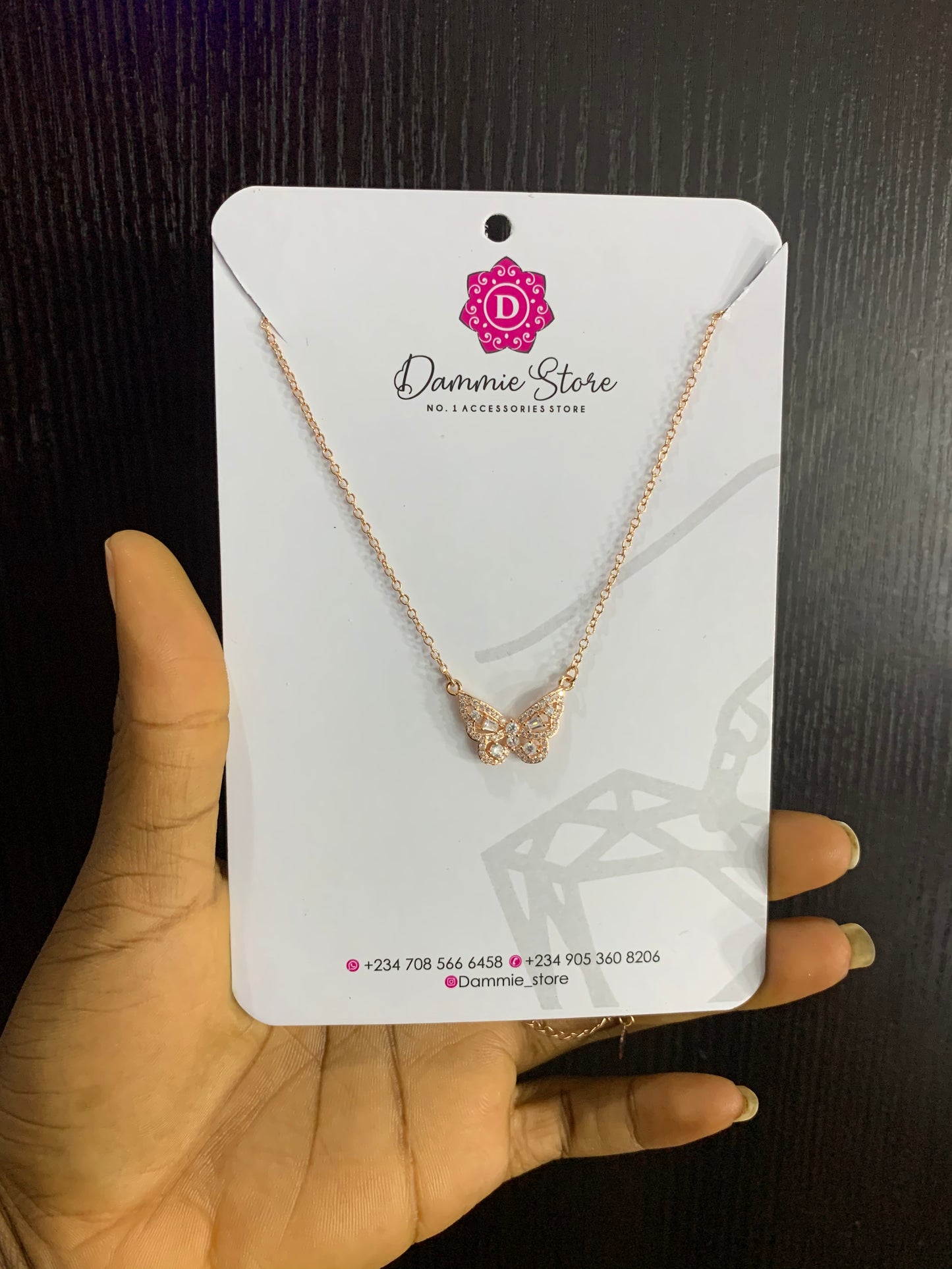 Rhinestone Butterfly Necklace