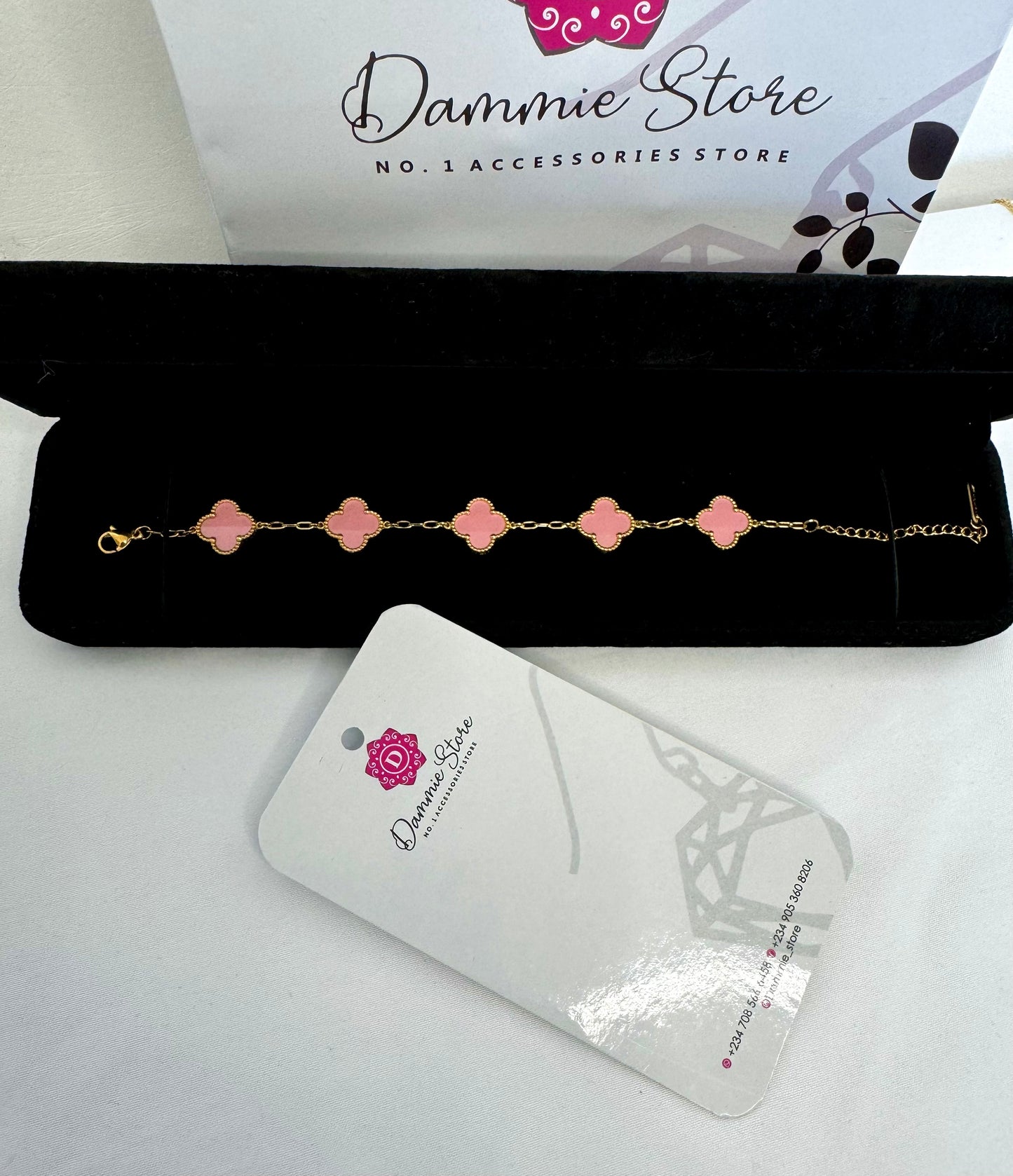Stainless Steel 18k Gold Plated Clover Butterfly and Flower Design Bracelet
