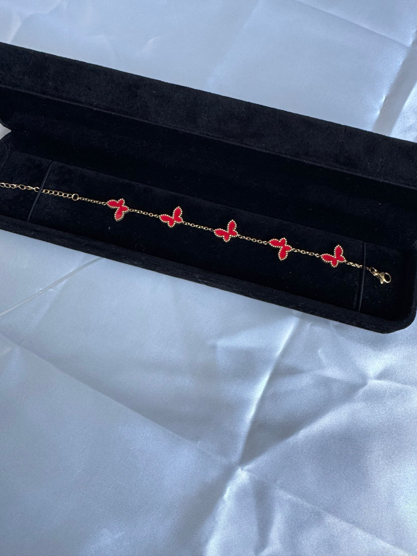 Stainless Steel 18k Gold Plated Clover Butterfly Bracelet