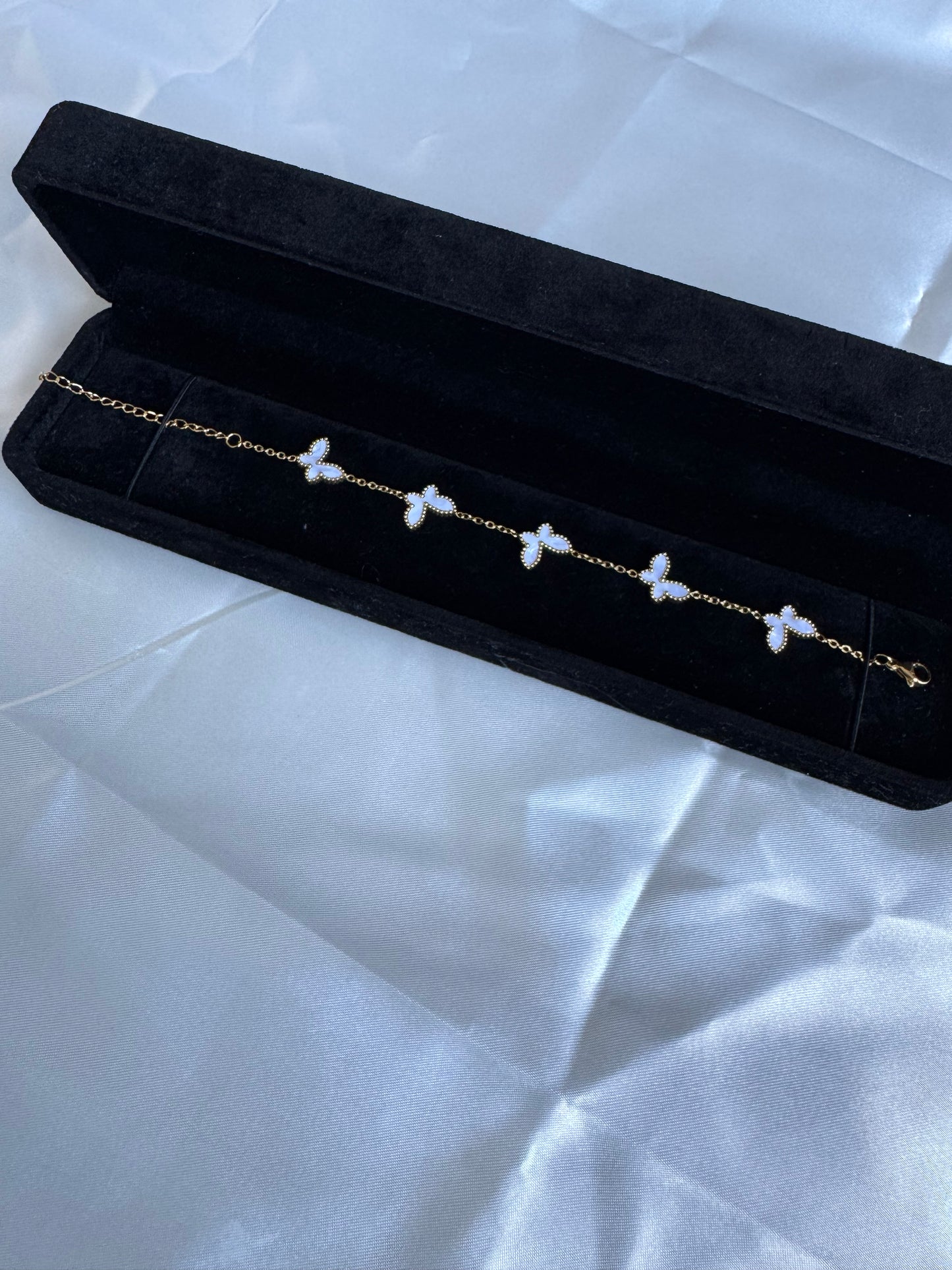 Stainless Steel 18k Gold Plated Clover Butterfly Bracelet
