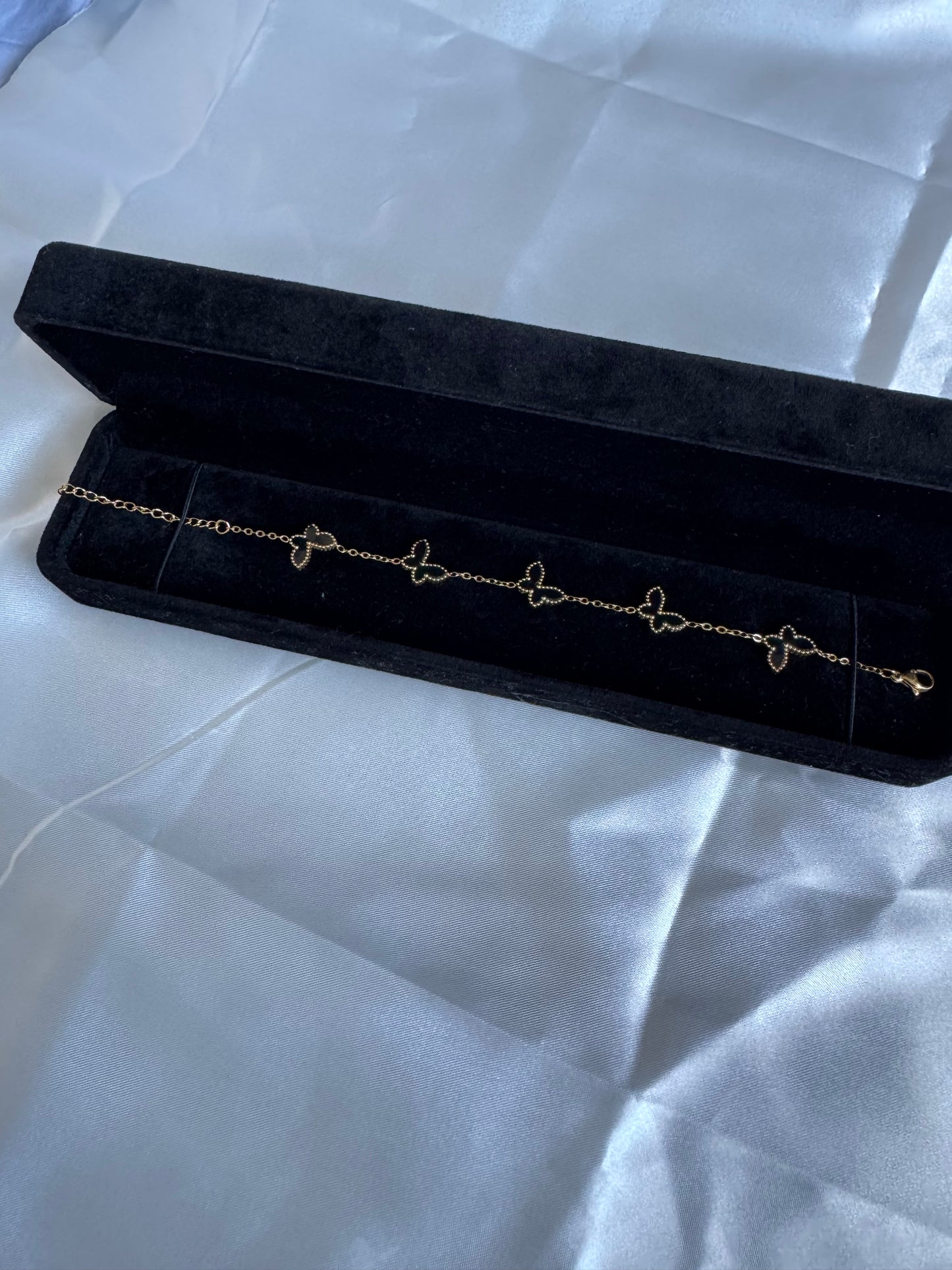 Stainless Steel 18k Gold Plated Clover Butterfly Bracelet